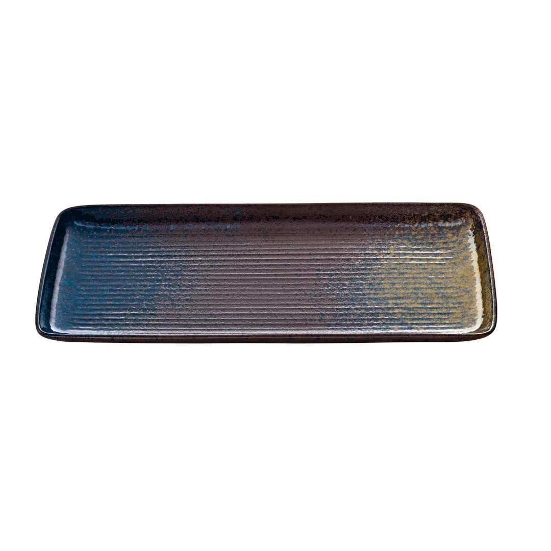 Playground 701212791000351 China Platter, Rectangular 10.625" x 4.75" Rim Stoneware Sea - 2/Case