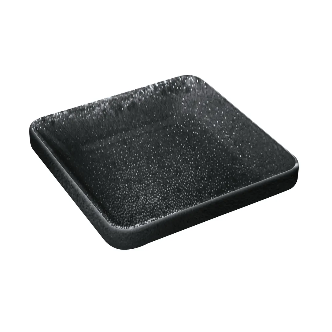 Playground 701320991021090 Square Stoneware Bowl, 2‑Oz, 3" x 0.875" Black, Microwave Safe - 6/Case