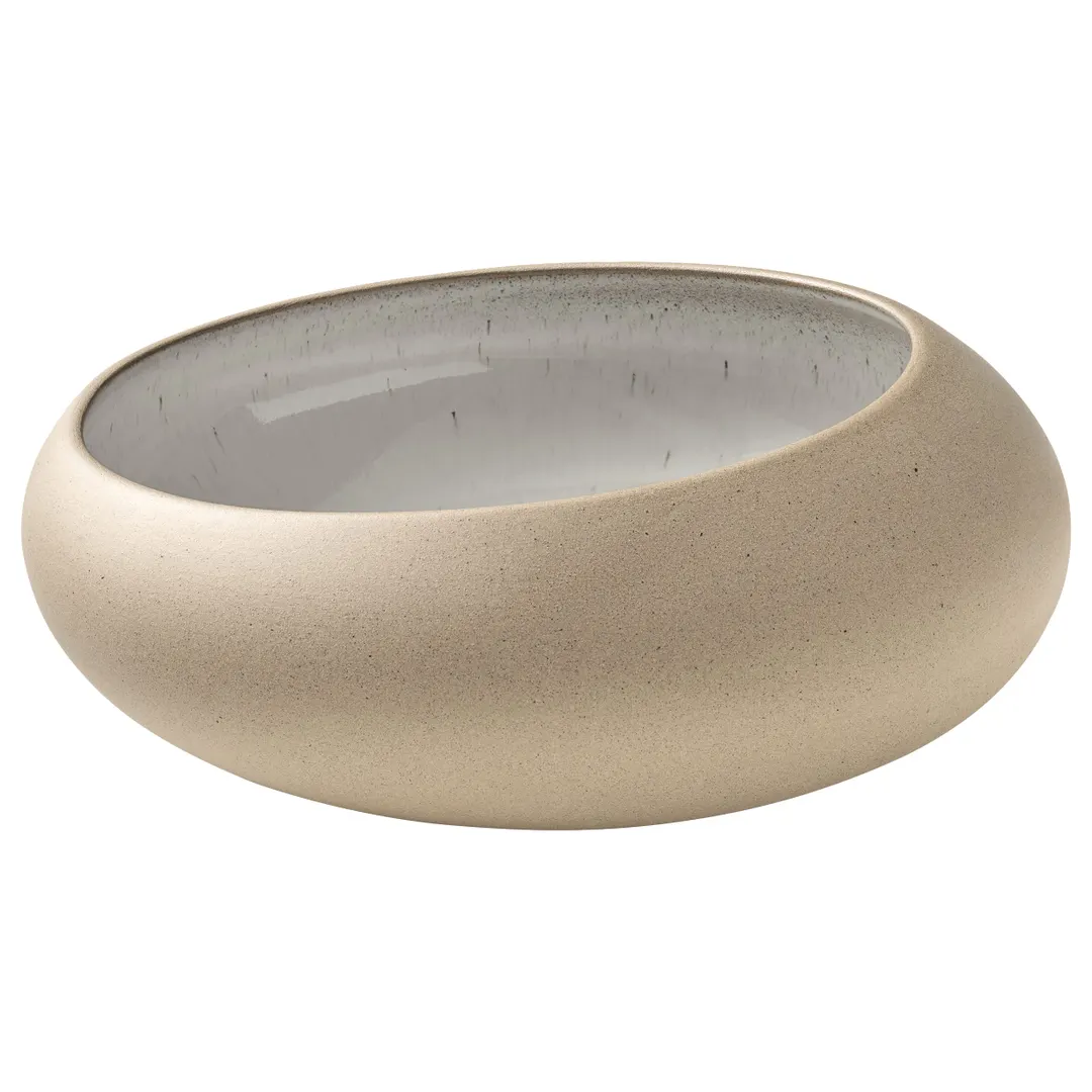 Playground 701342091001393 - 33.8oz Round Stoneware Bowl, 7" Dia x 3" H, Light Ceramic, 3/Case