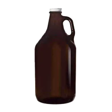 Libbey 70217 Growler - 64 oz Amber Glass, White Lid, Rubber Liner, 11" H x 5" D, Reusable - 6/Case