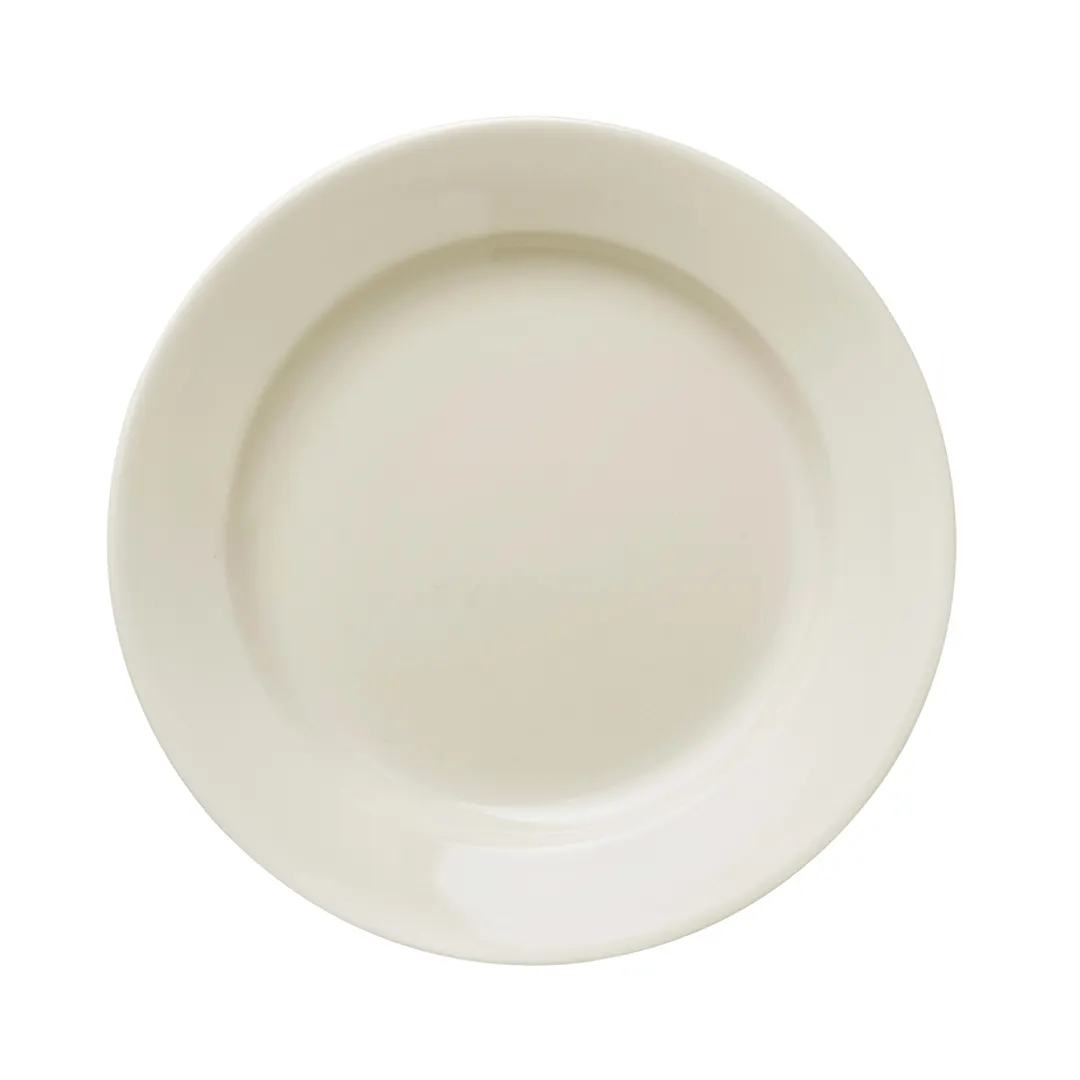 Libbey 740-901-009 China Plate 8¾" Dia, 1⅛" H, Round Rolled Edge, Cream White Porcelain - 24/Case