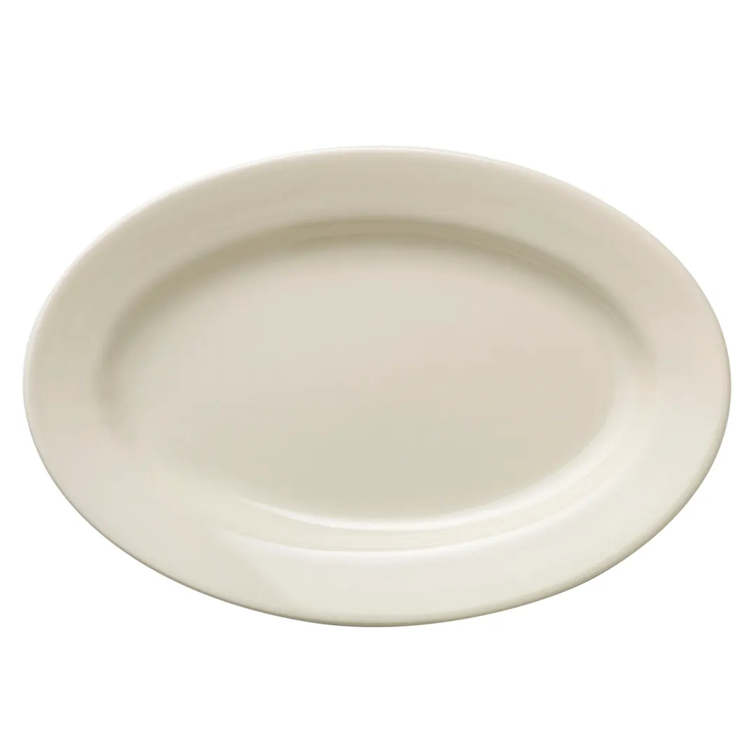 Libbey 740-901-118 - 11½" Round Cream White Porcelain Plate, Rolled Edge, 11.5" Dia, 1.5" H - 12/Case