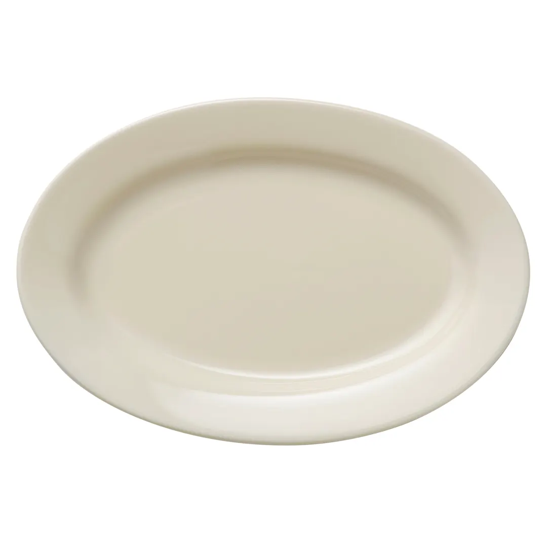 Libbey 740-901-128 Oval Platter, 12¼" L x 8⅓" W x 1¼" H, Cream White, Rolled Edge - 12/Case