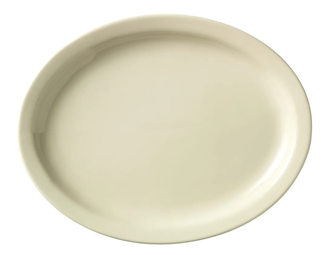 Libbey 740-901-134 Oval Platter, 13.25" L x 11" W x 1.25" H, White Porcelain, Narrow Rim - 6/Case
