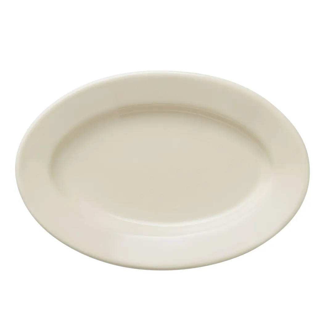 Libbey 740-901-956 Oval China Platter, 9-1/8" L x 6-1/4" W x 1-1/8" H, Porcelain Edge - 24/Case