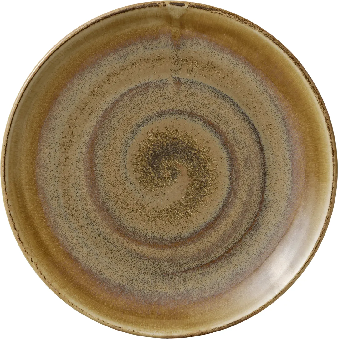 Heart & Soul 801122741000102 - 10.55" Coupe Porcelain Plate, Cumin Finish, 10.55" x 1.14" - 6/Case