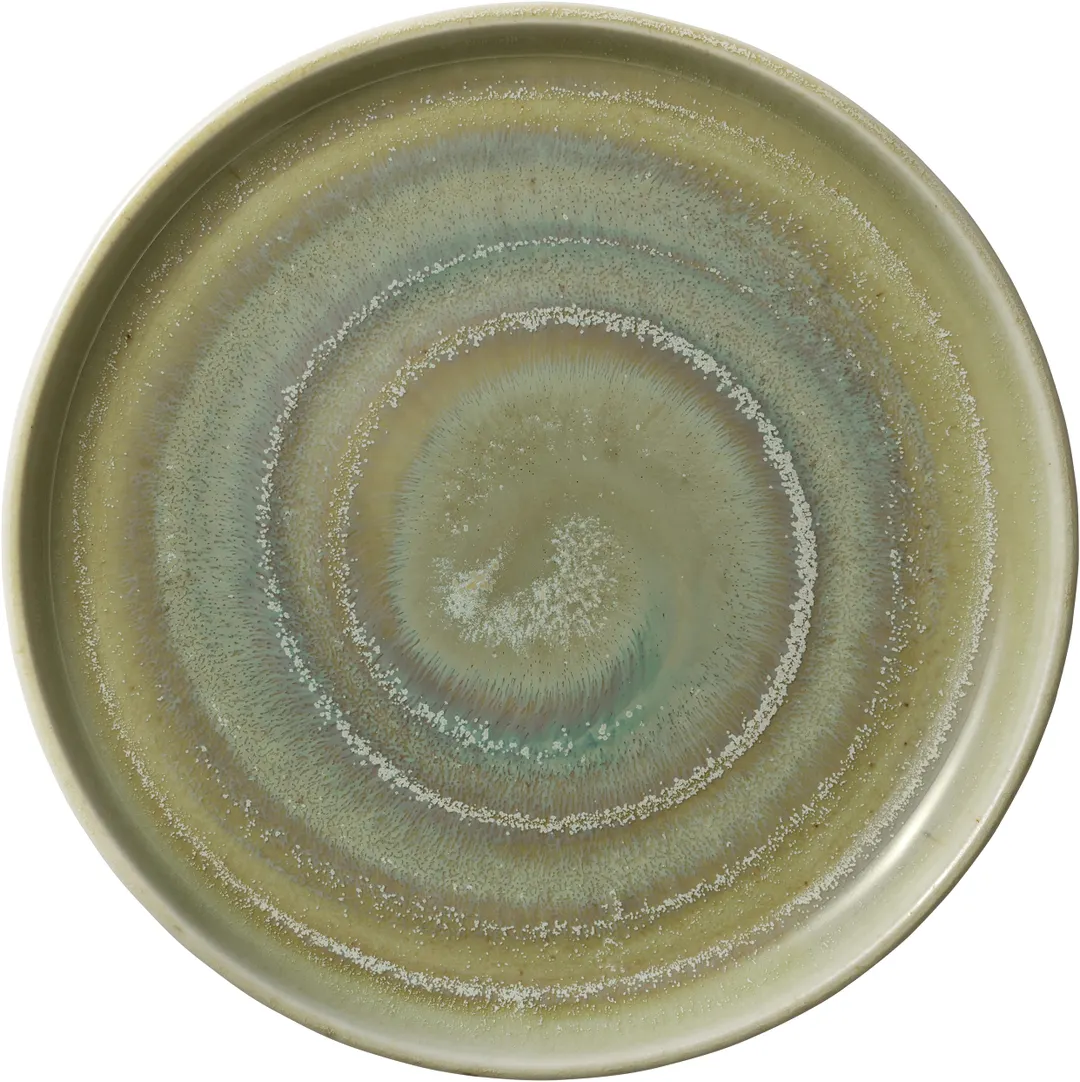 Heart & Soul 801182141000104 Round Porcelain Plate, 8.5" Diameter, Thyme Color, Flat Edge - 6/Case