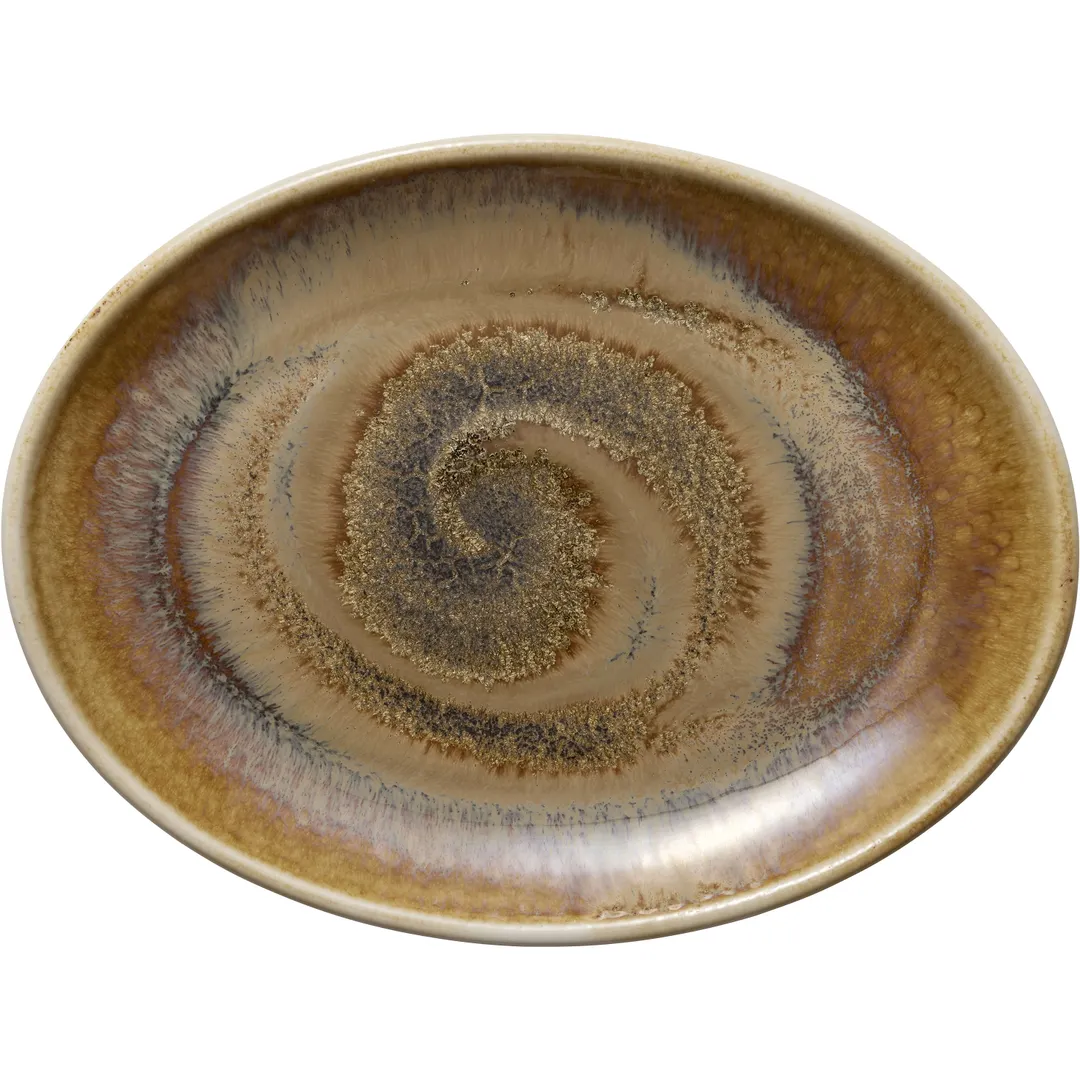 Heart & Soul 801222541000102 Porcelain Platter 10" L x 7.5" W x 1.02" H Cumin Coupe Rim - 6/Case