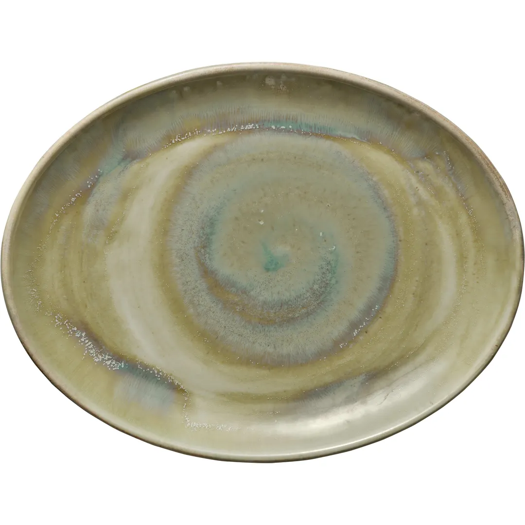 Heart & Soul 801223141000104 Oval Porcelain Platter Thyme, 12.1"Lx9.41"Wx1.1"H Coupe Rim - 6/Case