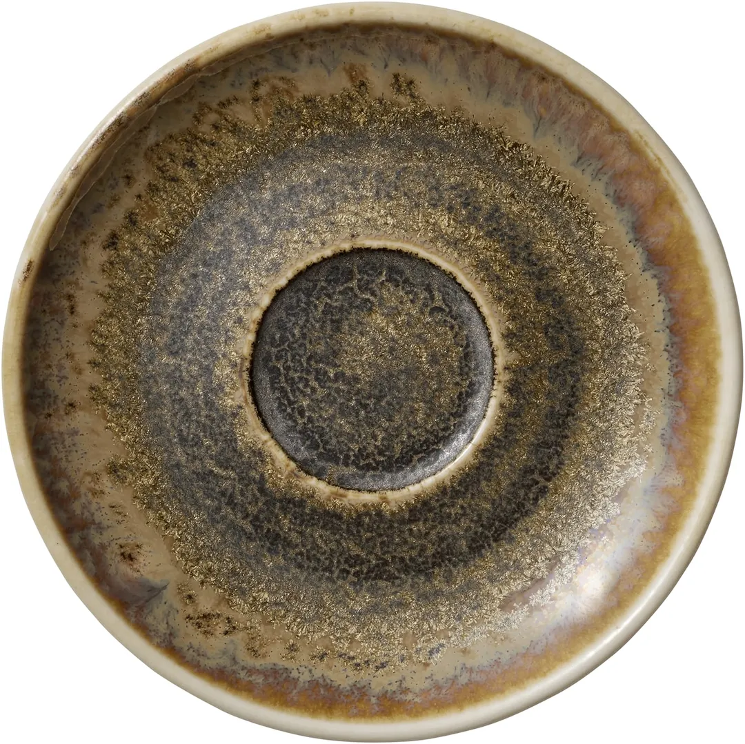 Heart & Soul 801690841000102 Porcelain Round Saucer, 4.5" x 4.5" x 0.47" Cumin Finish - 6/Case