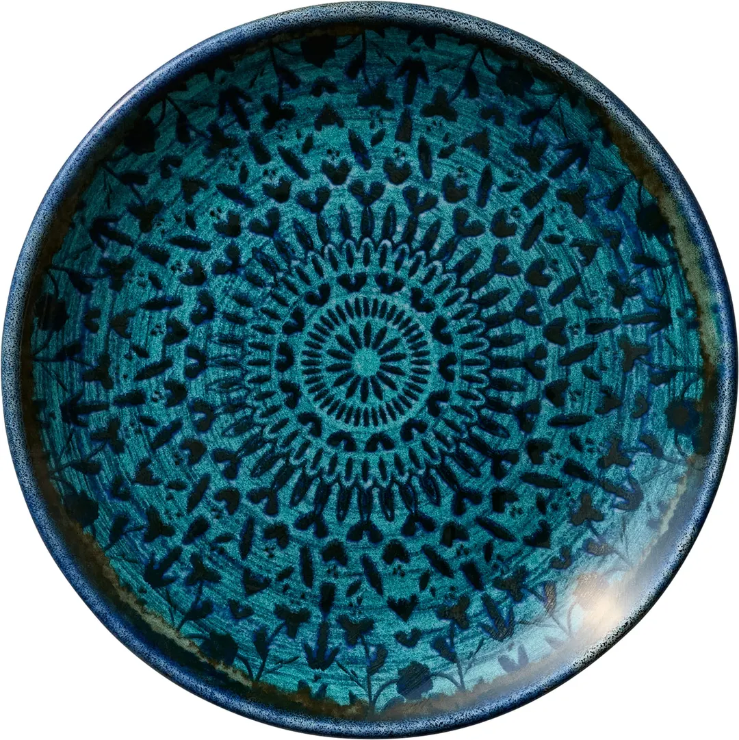 Libbey 803121541000301 - 5-7/8" Round Coupe China Plate, Blue Black Mirage Design, Dishwasher Safe - 6/Case