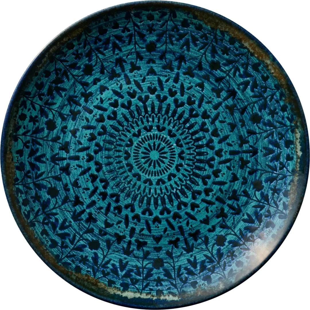 Libbey 803122741000301 China Plate – 10"5/8" Round Coupe Rim, Blue Black Mirage, Safe - 6/Case