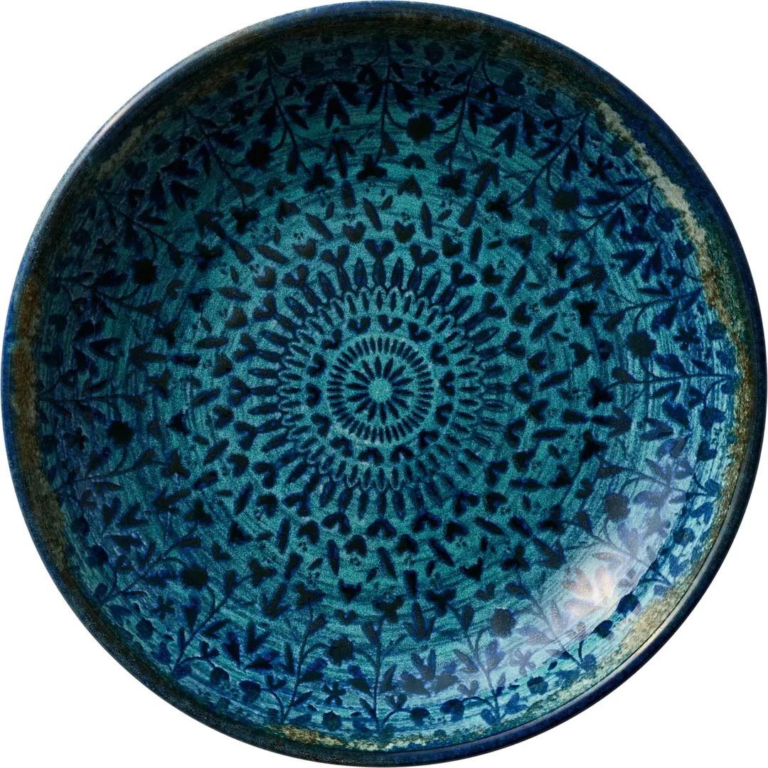 Libbey 803132141000301 - 8½" Coupe China Plate, Blue/Black Mirage, 23.7 oz, Dishwasher Safe - 6/Case