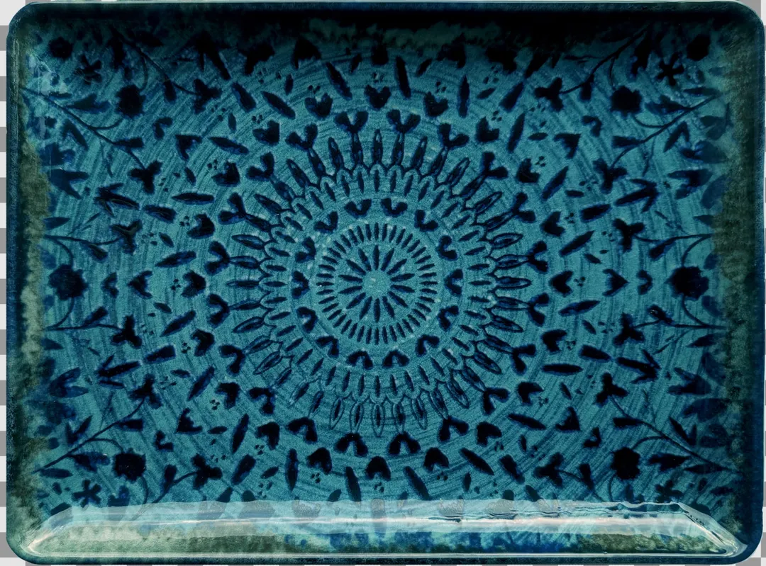 Libbey 803212341000301 Mirage China Platter 9-1/4" x 6-7/8" x 1" Blue/Black Microwave Safe - 6/Case