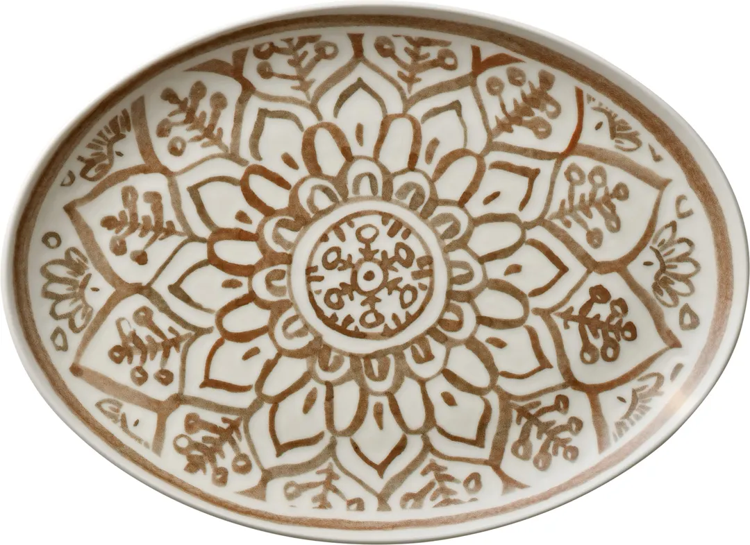 Libbey 803223241000402 Oval China Platter, 13-3/4" L x 5-7/8" W x 1" H, Sienna Safe - 6/Case