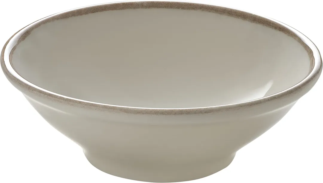 Libbey 803571641000403 - 15.2 oz China Bowl, 6"3/8 x 2"1/4, Tan Rim, Microwave Safe - 6/Case