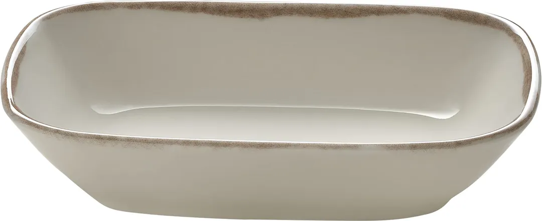 Libbey 803581541000403 Rectangular China Bowl 7.8 oz 5" Size Tan Rim Vitrified Dishwasher Safe - 6/Case