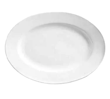 Libbey 840-520R-11 Oval China Platter, 11 3/4" x 8 1/2", White Porcelain Wide Rolled Rim - 12/Case