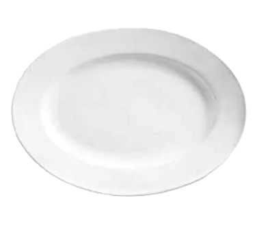 Libbey 840-520R-15 Oval China Platter, 15½" x 10½" White Porcelain, Wide Rim Rolled Edge - 6/Case