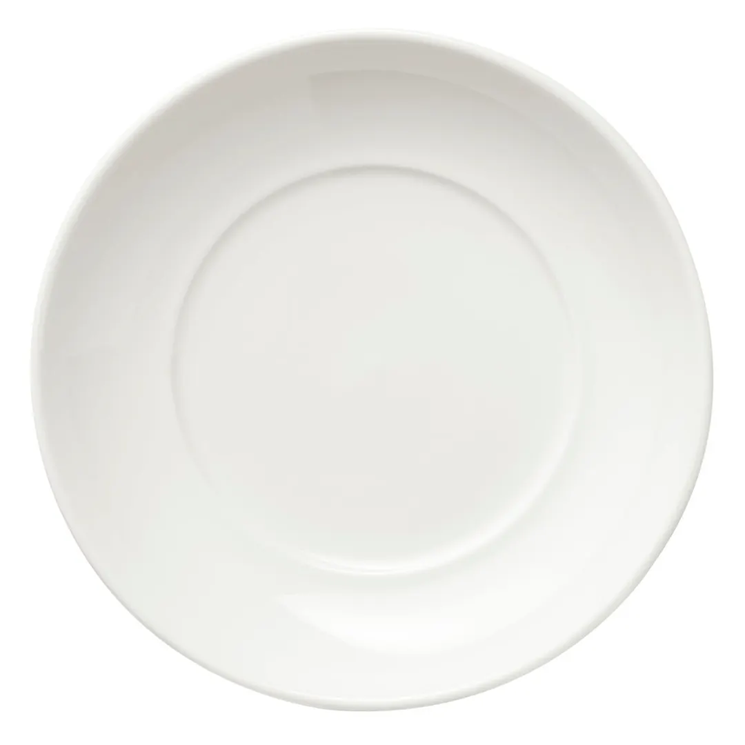 Libbey 840-901-778 - 8" Round Deep Rim Porcelain Plate White, Rolled Edge, 1-1/3" Height - 12/Case