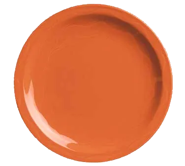 Libbey 903034011 - 10¼" Round Porcelain Plate Cayenne Glazed Foot Cantina Carved Pattern - 12/Case