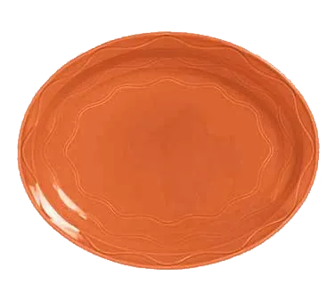 Libbey 903034615 Oval China Platter, 9 5/8" x 7 5/8" Porcelain, Cayenne Cantina®, Rimmed - 12/Case