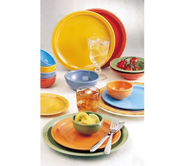 Libbey 903035011 - 10¼" Round Porcelain China Plate, Sage Cantina Pattern, Vitrified Foot, 12/Case
