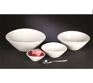 Libbey 905356133 - 6 Oz Round Porcelain Bowl, 4"5 Dia x 1"9 H, White Rideau Pattern, Vitrified - 24/Case
