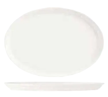 Libbey 905356302 Oval Porcelain Tray, 13¼" x 9½" Footed, White Royal Rideau Slenda Pattern - 12/Case