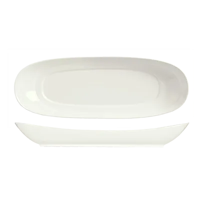 Libbey 905356402 - 14" Oval Plate, Vitrified Porcelain, White Royal Rideau Body, 12/Case