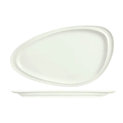 Libbey 905356404 - Triangular China Plate 13.75" x 7.5" Porcelain Rideau Slenda Pattern - 12/Case