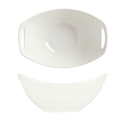 Libbey 905356410 Oval Porcelain Bowl, 30 oz (9"×6¼"×3¾"), Royal Rideau, Slenda® Practica - 12/Case