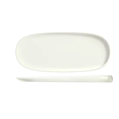 Libbey 905356423 - Oval Tray, 15" x 5" Porcelain, White Slenda® Verve Pattern - 12/Case