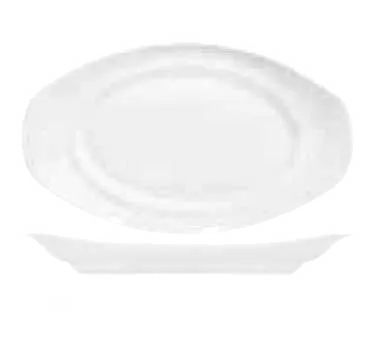 Libbey 905356552 Oval China Platter 14" x 8¼" x 2" Porcelain White Rideau™ Slenda® Pattern - 12/Case