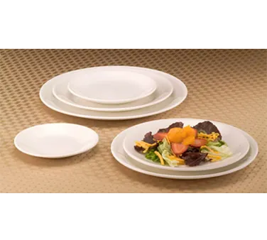 Libbey 905356825 10½" Round Porcelain Plate, Rim, Royal Rideau Body, Slenda® Pattern - 12/Case
