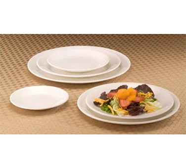 Libbey 905356826 - 9¾" Round Plate, Medium Rim, Vitrified Porcelain, White Rideau™ Body, 12/Case