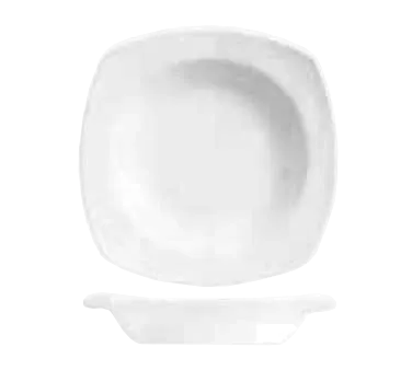 Libbey 905356890 White Royal Rideau Square Soup Bowl, 9" x 1-3/4" 14 oz Porcelain, Deep Rim - 12/Case