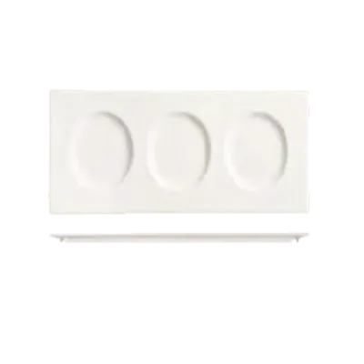 Libbey 905356915 Compartment Tray - 12" x 6" Porcelain White Rideau Slenda 3 Wells - 12/Case