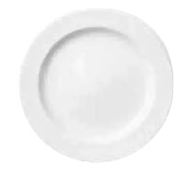 Libbey 905437821 - 10.5" Footed Round Plate, Rim, Vitrified Porcelain, White Royal Rideau Pattern - 12/Case