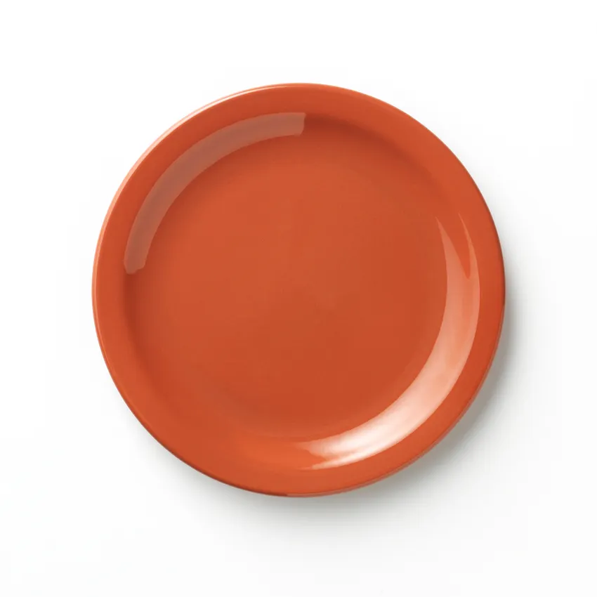 Libbey 906045010 - 9" Round Melamine Plate, Cayenne Red, Cantina Pattern, NSF Certified - 12/Case