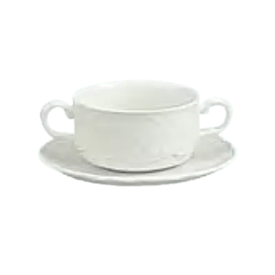 Schonwald 9062728 Marquis Soup Bowl – 9.5 Oz (3‑7/8" Dia) White Porcelain 2‑1/4" Foot - 12/Case