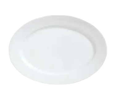 Libbey 911194008 - Oval Porcelain Platter 14" x 10" White Rimmed, Reflections™ Pattern - 12/Case