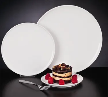 Libbey 911194483 China Platter, 12" Round Aluma White Porcelain, Chef's Selection Pattern - 12/Case