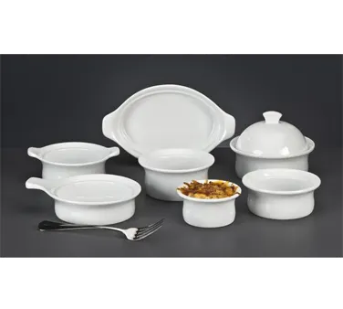 Libbey 911194803 Rarebit Dish, 5 oz, 7½" x 4½" x 1⅝" Oval Porcelain, Aluma White™ Finish - 24/Case