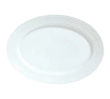 Reserve by Libbey 911196008 - Oval Porcelain Platter, 14" x 10" Embossed Rim - 12/Case