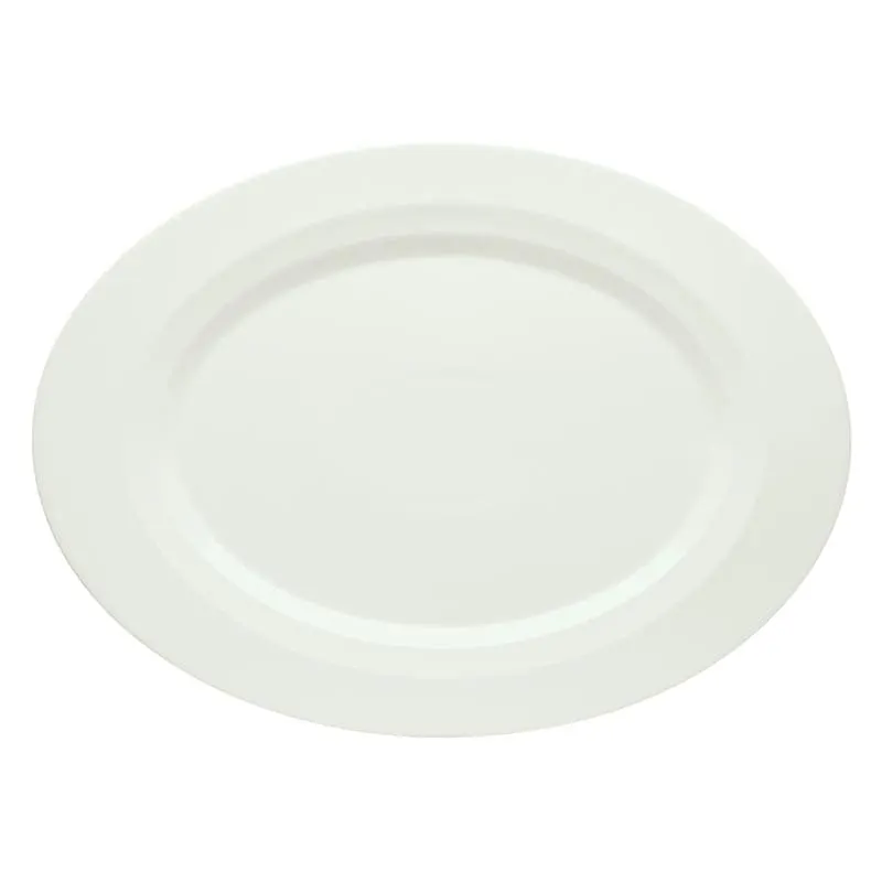 Schonwald 9122034 Oval China Platter, 13-3/8" x 9-3/4", BoneWhite™ Porcelain, Rimmed - 6/Case