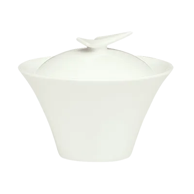 Schonwald 9134920 Sugar Bowl, 4‑3/8" Round Porcelain, Continental White™ with Lid - 6/Case