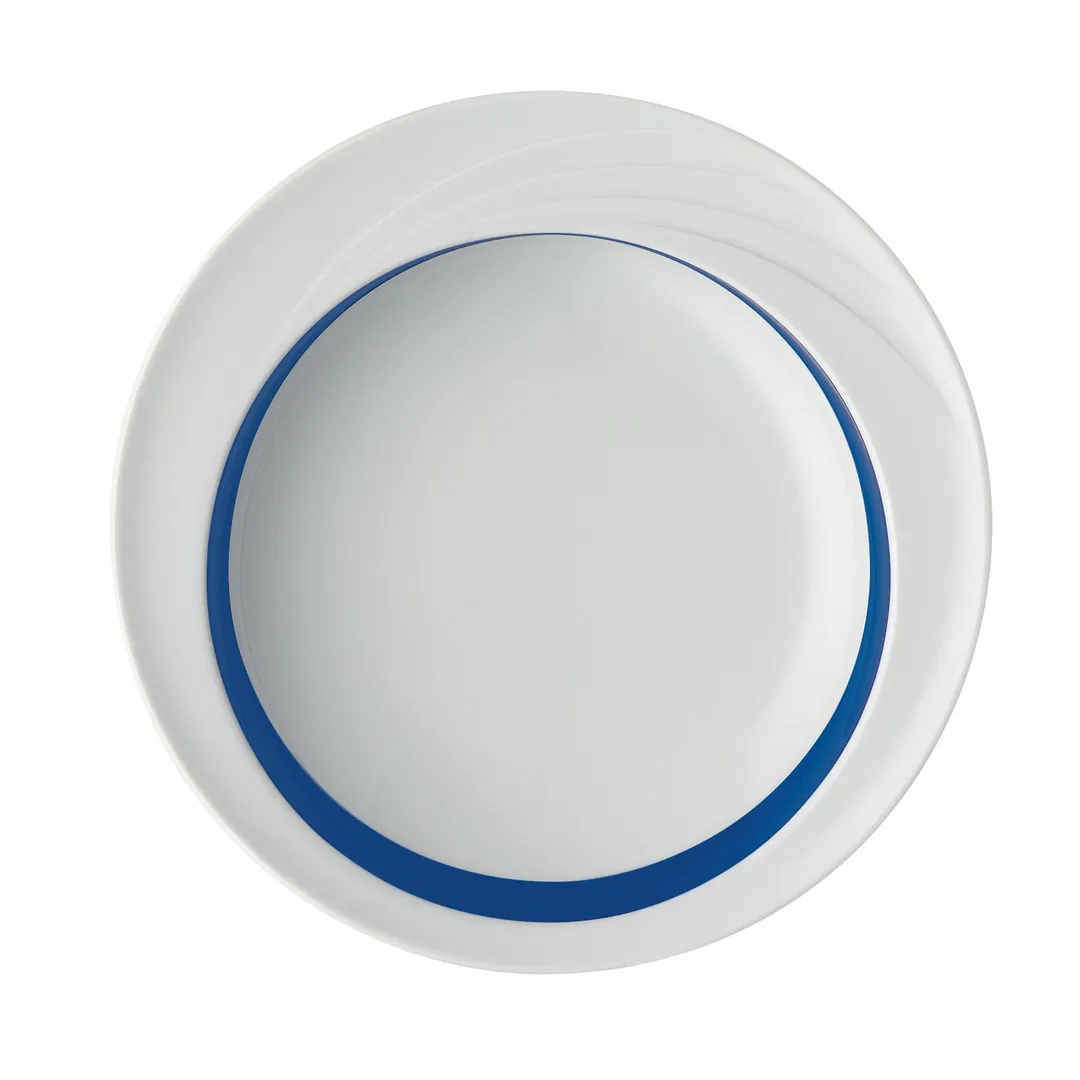 Schonwald 9181822-62971 Bowl, 9" Dia x 1-5/8" H, Round Porcelain, White™ Dark Blue Band - 6/Case