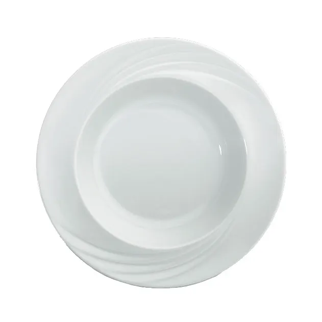 Schonwald 9181823 - 9" Deep Rim Porcelain Bowl, Donna Pattern, White, 9" Diameter - 6/Case
