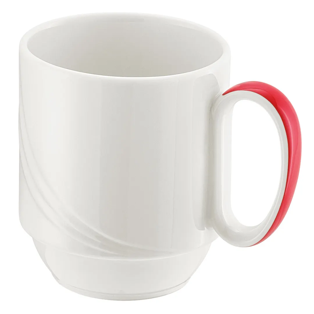 Schonwald 9185629-62931 - 9.5 Oz Porcelain Mug, 3-3/8" H x 3-1/8" T x 2-1/8" D, Red Band - 6/Case